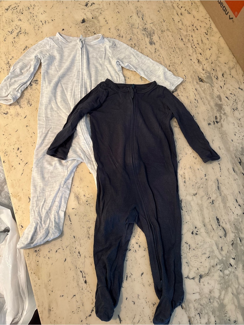 Carter's Navy and Light Gray Footed One-Piece Sleepers - 2-Pack Look